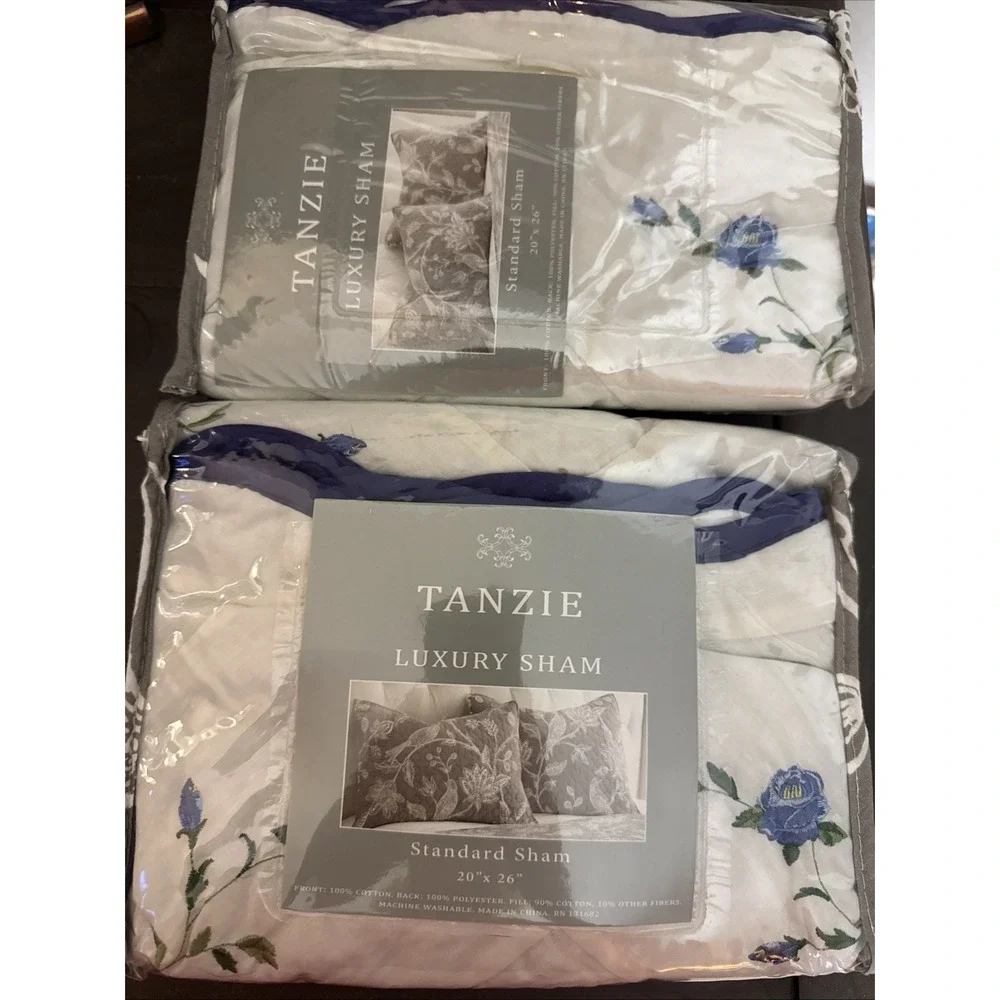 Tanzie Luxury Sham Standard 20 X 26 Purple Embroidered Flowers Quilted-2